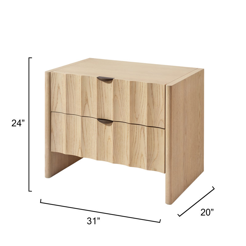 Finley 2 - Drawer Solid Wood Nightstand, Natural Pale Oak