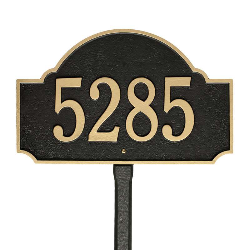 Fitzwilliams 1-Line Lawn Address Sign, Black/Gold, Yes