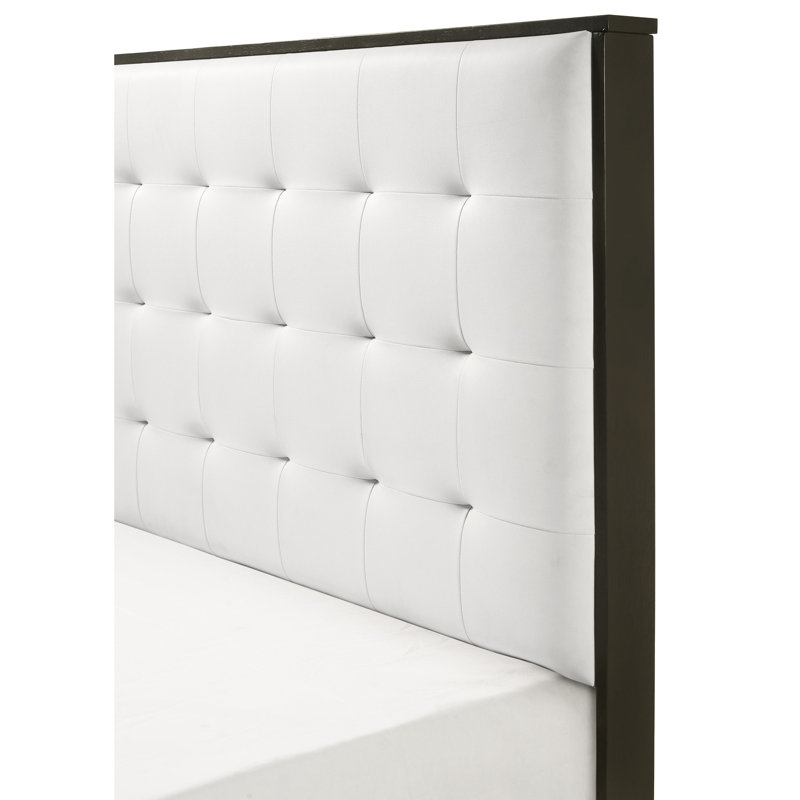 Grand lit à panneau tapissier moderne avec capitonnage, tête de chambre gris et beige, Grand lit