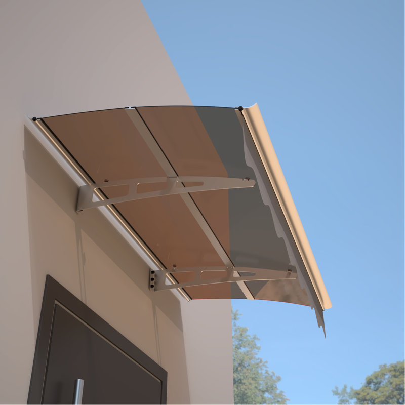 Auvent moderne pour porte et fenêtre - 150 x 86 cm (59 po x 34 po) - Polycarbonate et aluminium - Haute résistance à la neige - Largeur : 150 cm (59 po) - Profondeur : 86 cm (34 po) - Alliage protégé contre la rouille