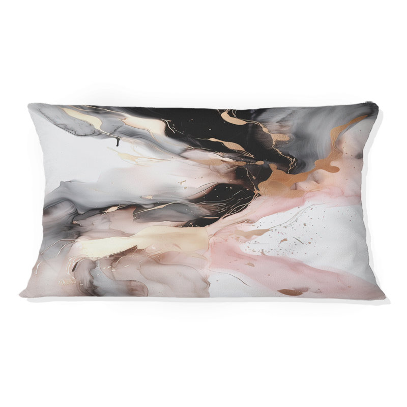 Coussin décoratif rose en marbre texturé rose I - Abstract Marble