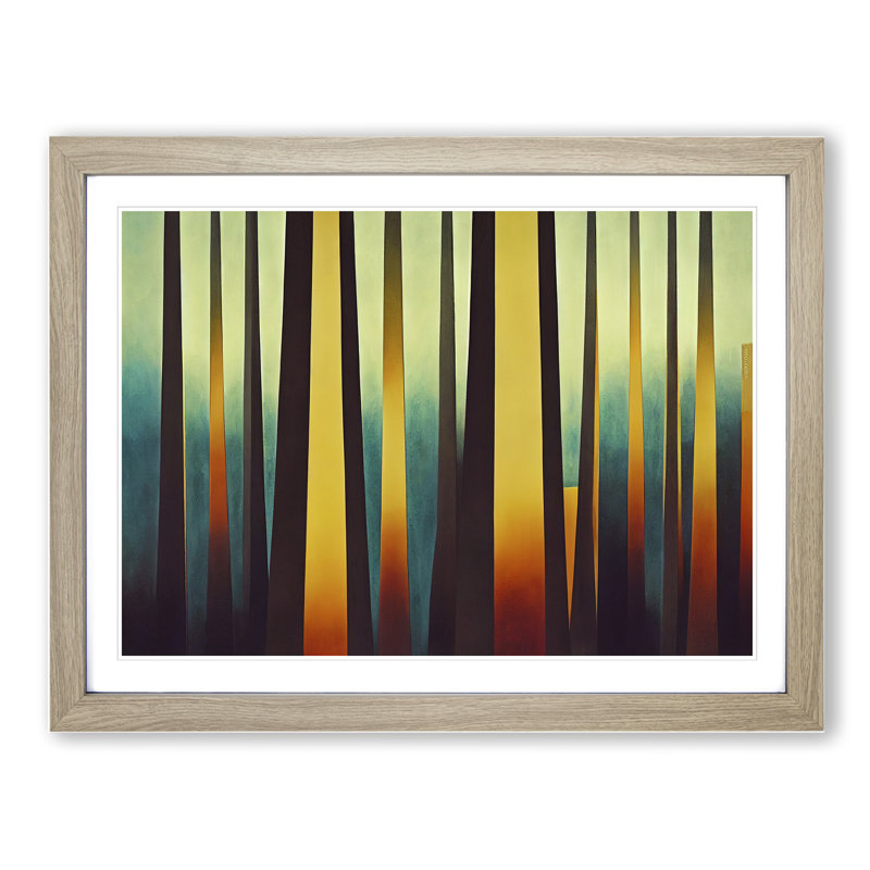 XH1022-7647X Seductive Abstract Forest - Single Picture Frame Painting, 25cm H x 34cm W x 2cm D, Oak