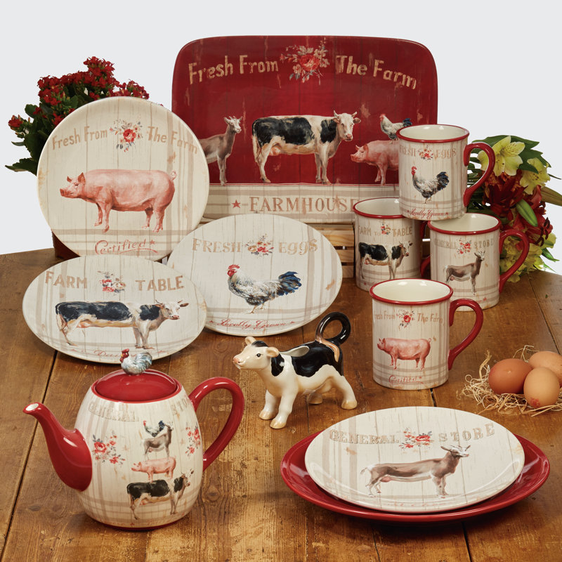 Farmhouse Floral Ceramic 16-Piece Dinnerware Set