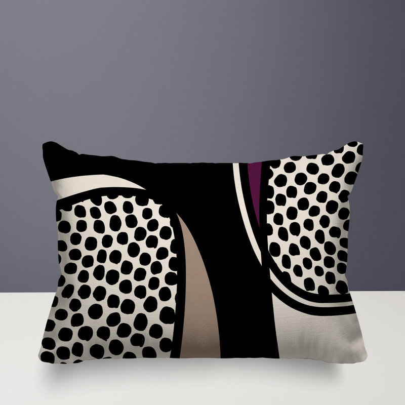 Coussin lombaire réversible intérieur / extérieur Jai Abstract, H 18 po x l 25 po, Mauve