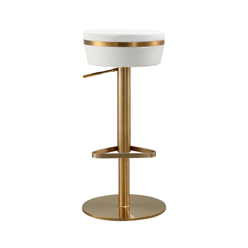 Swivel Upholstered Adjustable Height Counter Stool, White Leather