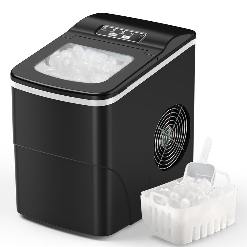 26 Lb. lb. Daily Production Bullet Ice Countertop Ice Maker,9 Bullet Ice Cubes Ready in 8 Mins, Black