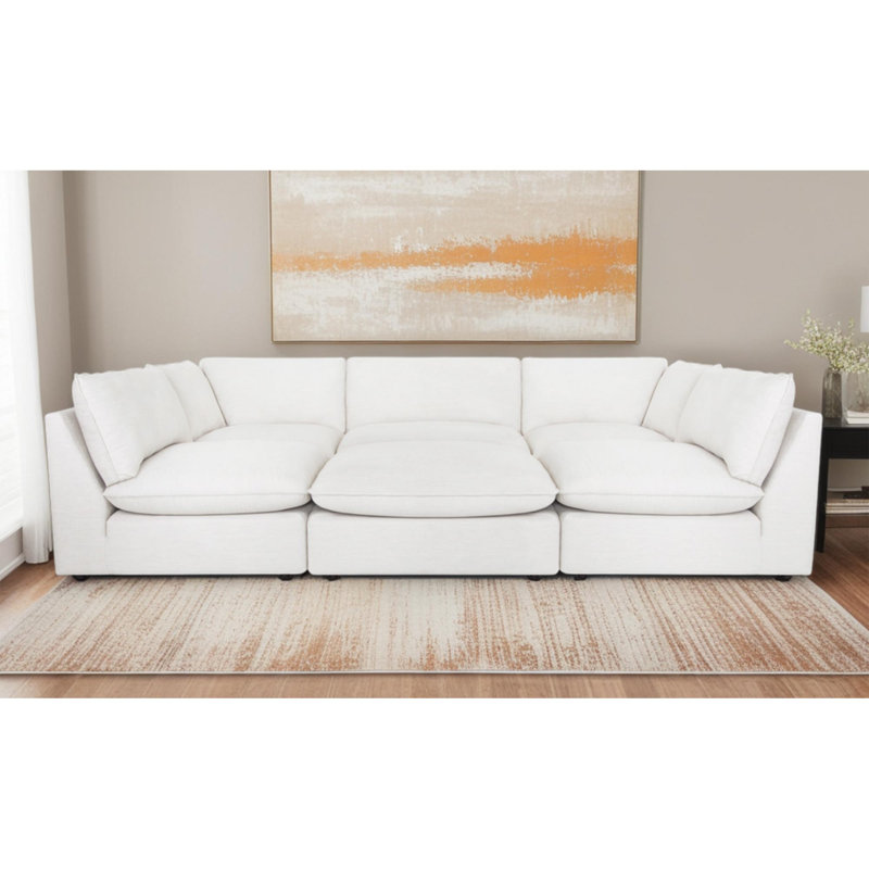 Brijito 160'' Wide Symmetrical Modular Sectional with Ottoman, Oyster