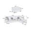 Canapé modulaire réversible gris 3 pièces pour canapé de salon et repose-pieds en tissu de polyfibre