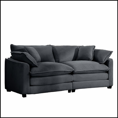 Canapé de salon moderne en tissu avec 4 coussins, grande causeuse rembourrée pour plus de confort et de style