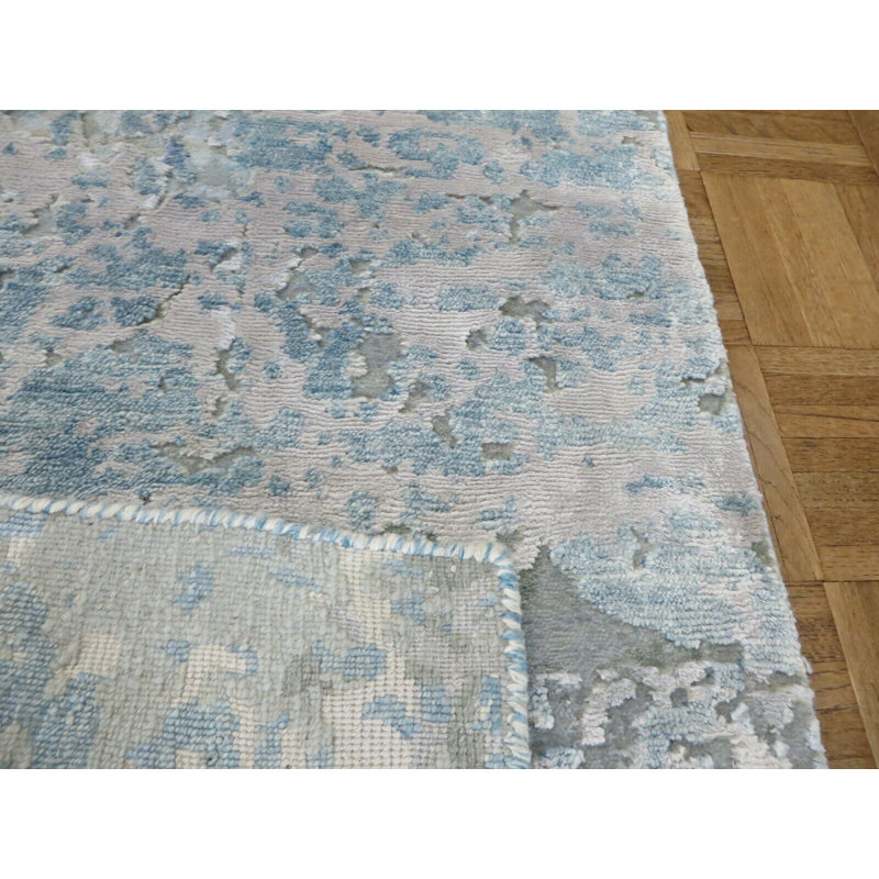 Tapis gris noué à la main de conception unique 2 pi x 3 pi Daphine