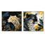 Collage de léopard jaune et bleu I - ensemble de 2 reproductions d'art sur toile léopard-102568585-102568587