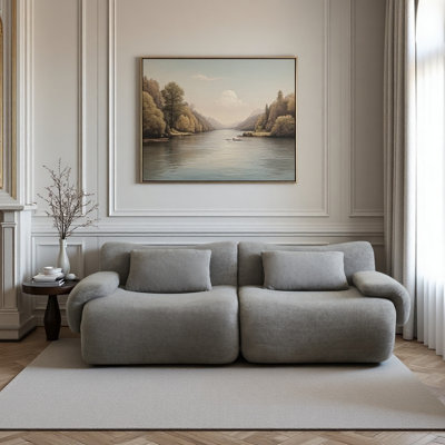 Sofa In A Box, Memory Foam 2-Seater Couch, Modern Compression Sofa With Deep Seat, No Assembly Required, Couch For Living Room Bedroom Apartment, Light Grey