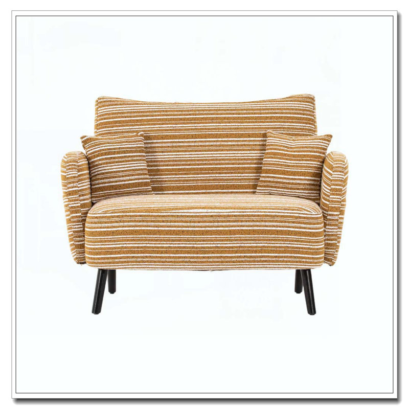 Canapé 2 places pour salon et chambre à coucher Canapé rembourré compact, Jaune moutarde