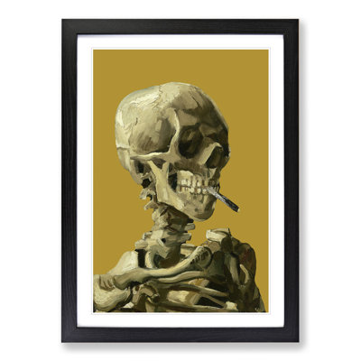 Mustard Skull of a Skeleton with Cigarette by Vincent Van Gogh - Picture Frame Painting