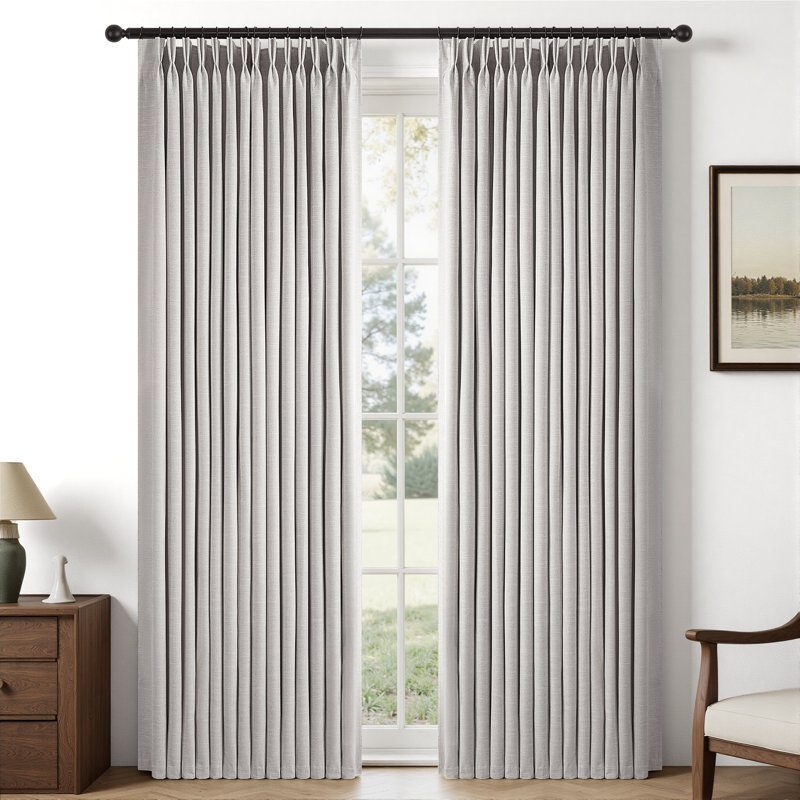 Rideau à plis pincés, rideaux occultant à pattes arrière avec crochets et anneaux, Gris / gris / beige, L 40 po x L 90 po
