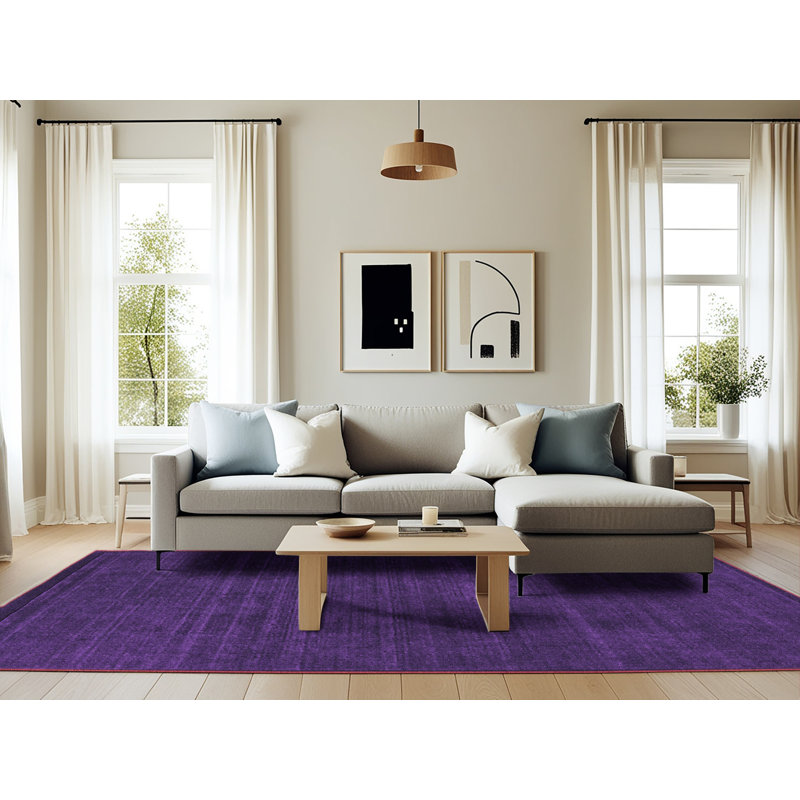 Tapis mauve Mid-Century Modern 426, Rectangle 6 pi x 9 pi