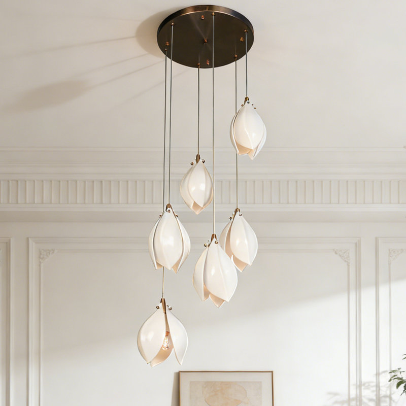 Luminaire suspendu à 6 lumières en forme de grappe moderne à hauteur réglable 3 couleurs
