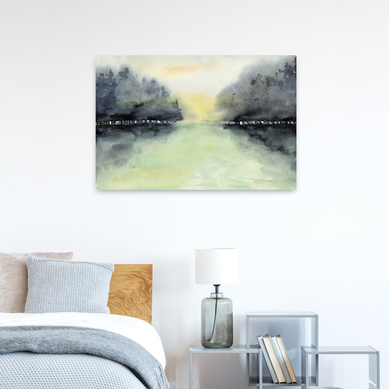 Abstrait forêt au lever du soleil, art mural contemporain, H 60 po x l 40 po