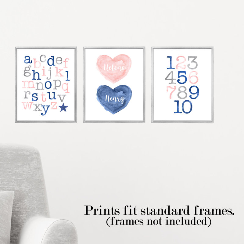 Ensemble de 3 impressions sur papier Blush and Navy, H 10 po x l 8 po, Oui