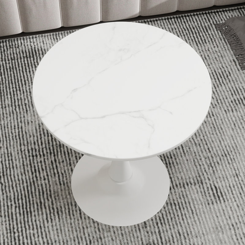 Table basse de 27,56 pouces de diamètre - 28,35 po de hauteur, table d'appoint de salon polyvalente, Blanc, Blanc