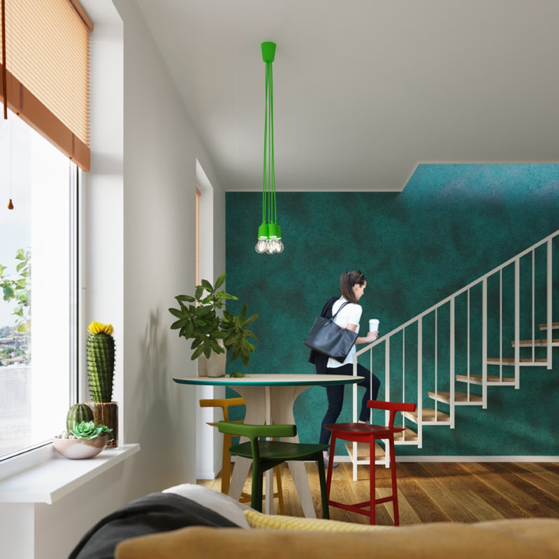 Ahva 3 - Light White Cluster Pendant, Green
