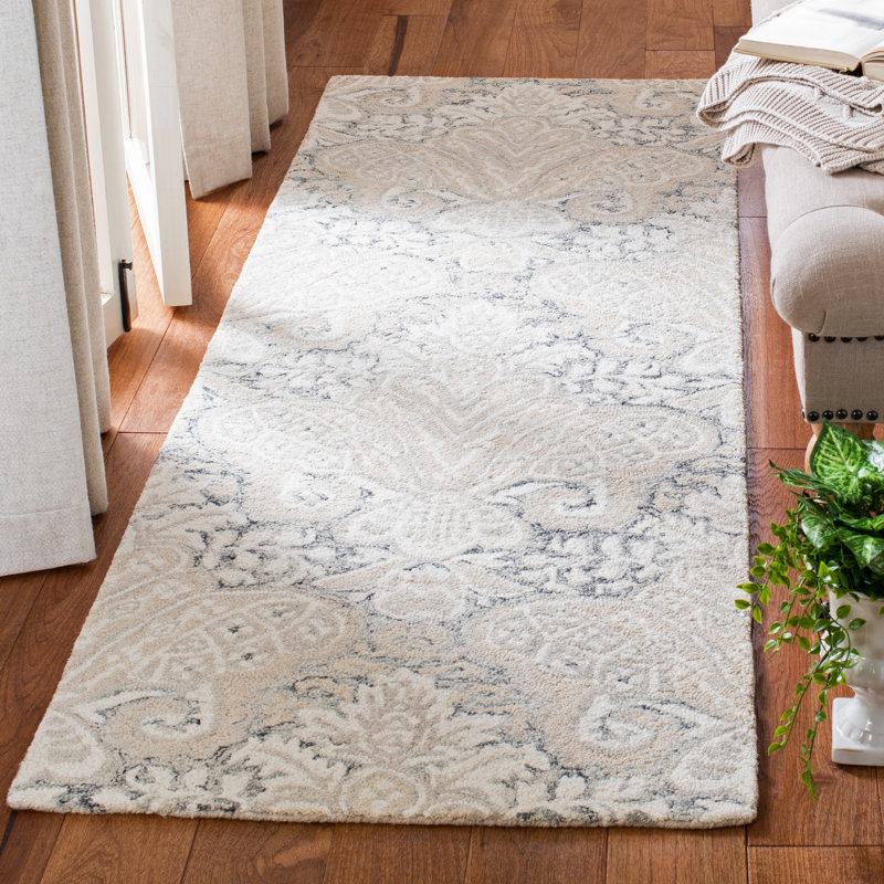 Tapis ikat en laine et coton touffeté à la main Hoadley, Tapis de couloir 2 pi 3 po x 7 pi