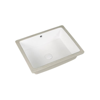 19.69 In. Undermount Rectangular Ceramic Bathroom Sink In Milk White