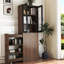 Armoire de rangement H 70,87 po, étagère de rangement coulissante multi-fonctions à 4 niveaux et 2 portes en verre, grande bibliothèque moderne en bois pour le bureau à domicile-1011049015