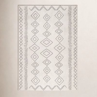  Ivory Dark Grey Outdoor Moroccan Rug