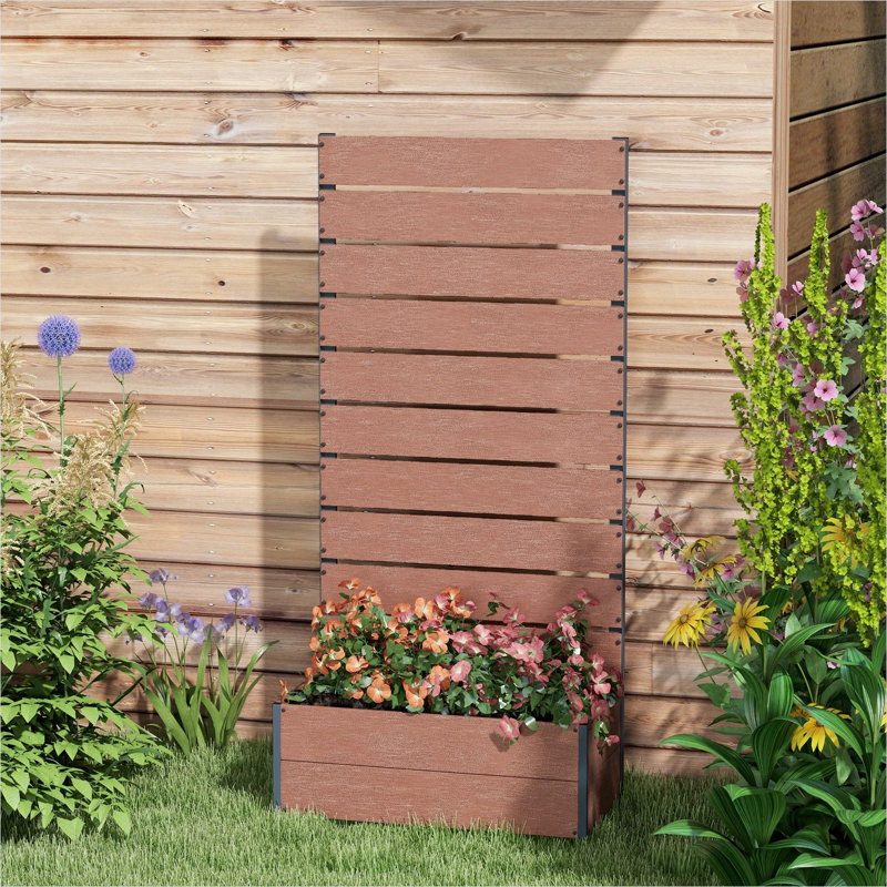 Support à plantes en bois et en plastique pour espace extérieur de 28,2 po x 15 po x 59 po avec utilisation pratique au quotidien
