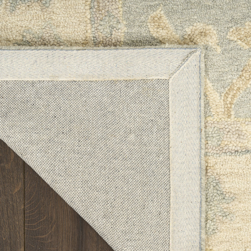 Tapis d'intérieur bleu ivoire Franck, Rectangle 8 pi 6 po x 11 pi 6 po