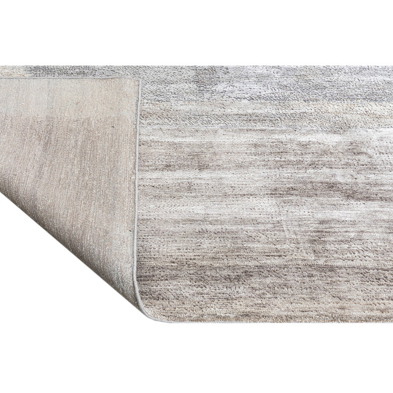 Tapis gris clair et rouille de haute qualité noué à la main, Rectangle de 5 pi x 8 pi