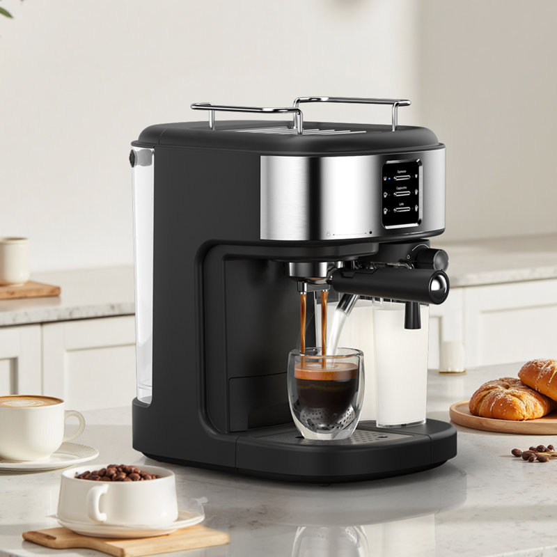 Machine à espresso Cowsar 15Bar, machine à cappuccino avec mousseur à lait automatique, cafetière professionnelle 3 en 1 avec capsule compatible