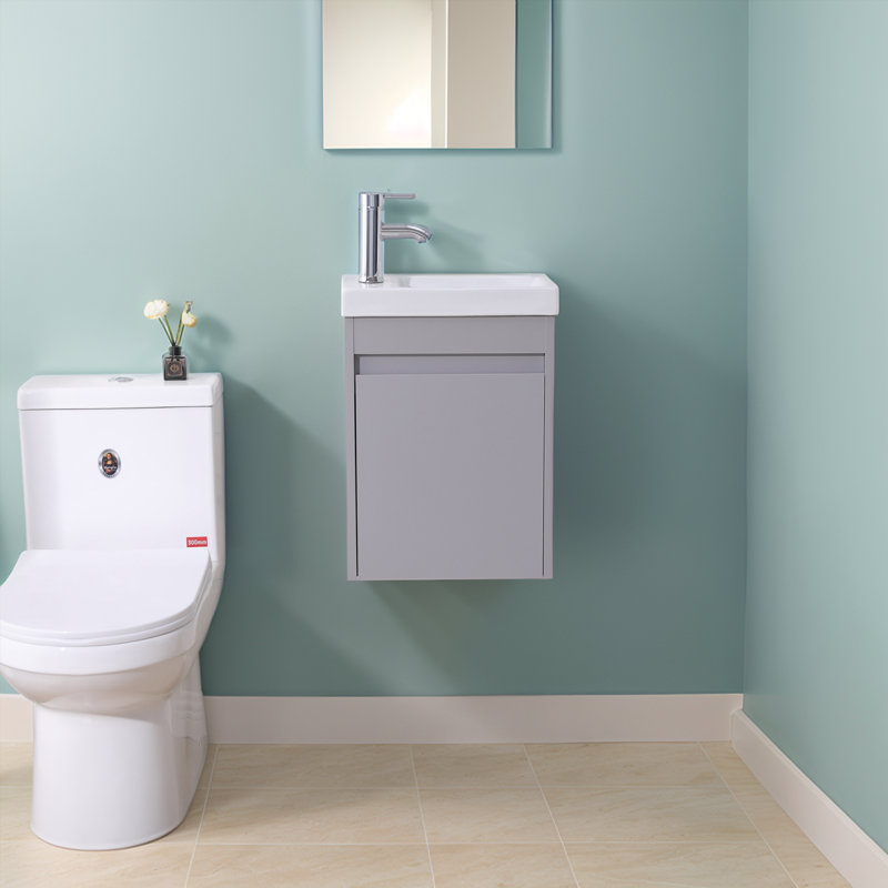 16" Modern Wall-Mounted Single Bathroom Vanity, Black