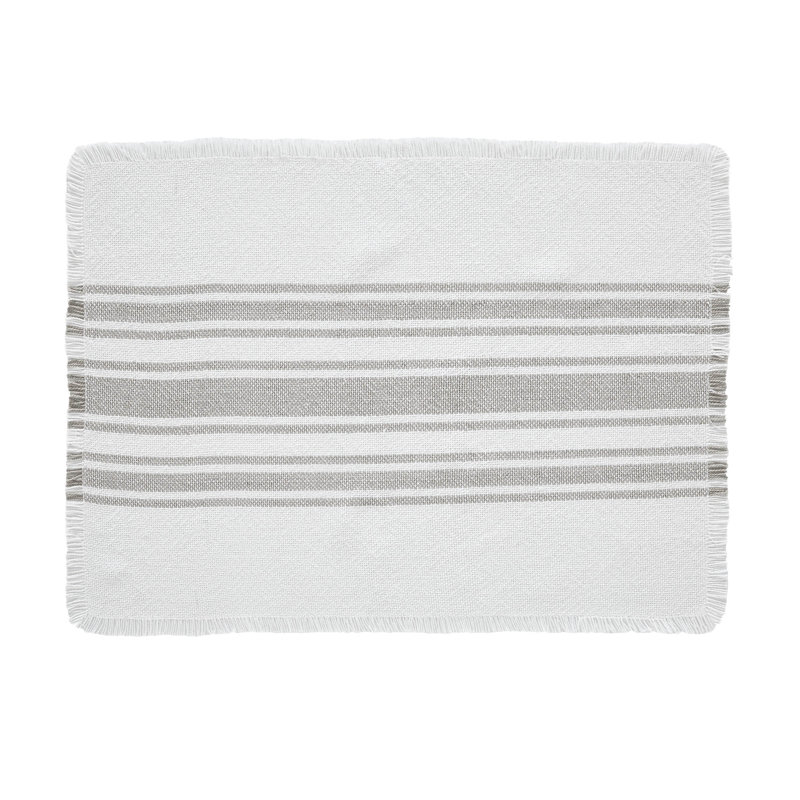 Ensemble de 6 napperons antiques blanc / bleu intérieur / extérieur 13 x 19, gris