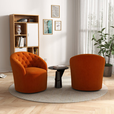 Kehr Velvet Swivel Barrel Chair