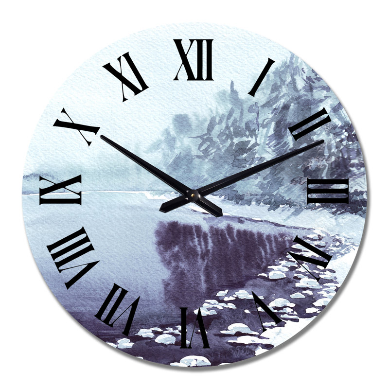 Paysage d'hiver enneigé - Horloge murale, Grand