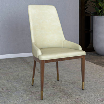 Hildebrand Leather Upholstered Dining Chair with Curved High-Back Accent Side Chair