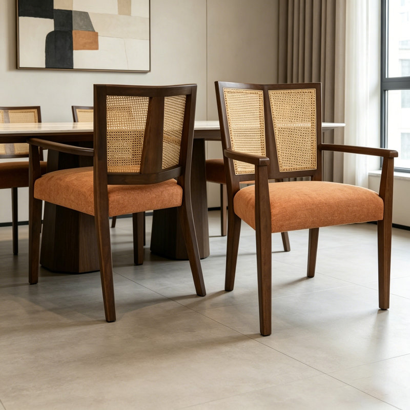 Ensemble de 2 chaises à accoudoirs élégantes, parfaites pour le confort et l'élégance de toute salle à manger ou cuisine.