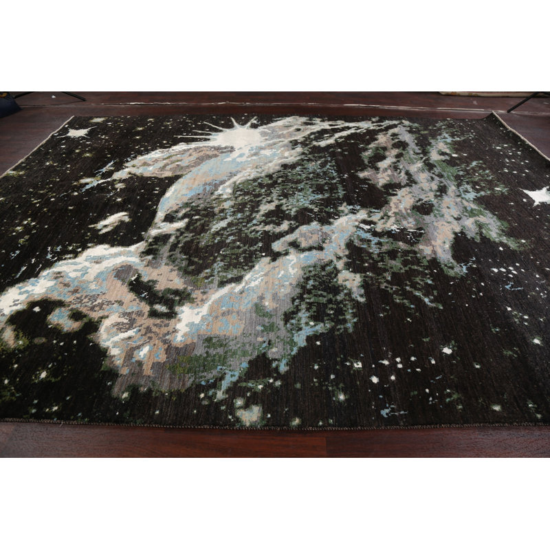 Tapis oriental contemporain à teinture végétale noué à la main 9 x 12