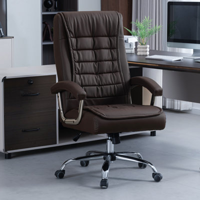 Allard Ergonomic Faux  Tufted Leather Executive Office Chair with Padded Armrest