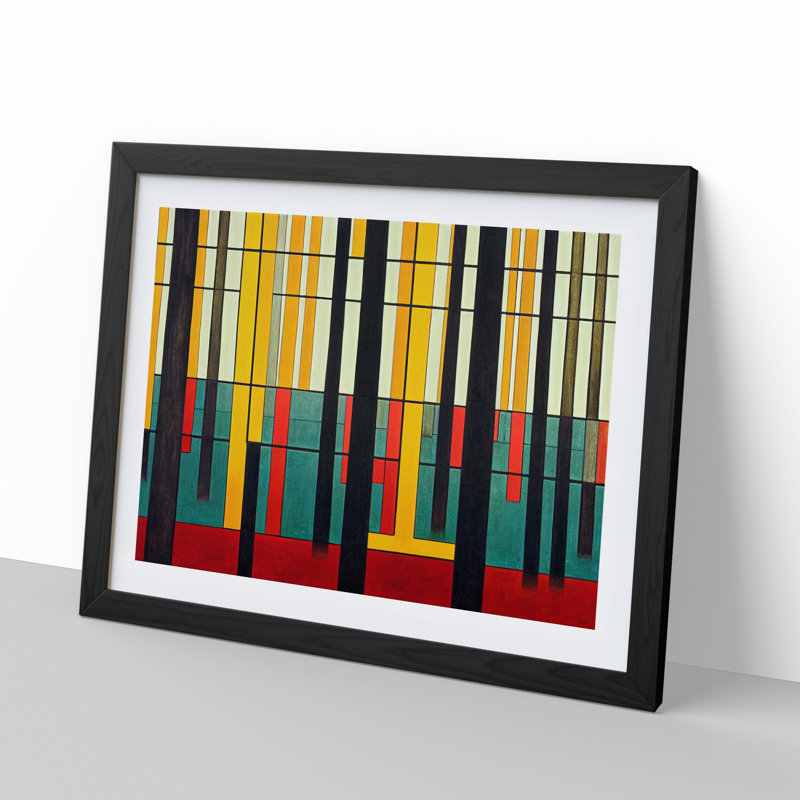 Abstract Spring Forest Vol.1 - Single Picture Frame Print, 46cm H x 64cm W x 2cm D, Black