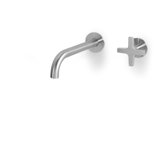 Acquaco Linki Quattro Wall Mount Two-Hole Single Handle Bathroom Lavatory Faucet with 6-3/4'' Spout Reach