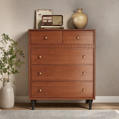 Commode d'appoint simple en bois massif ambré