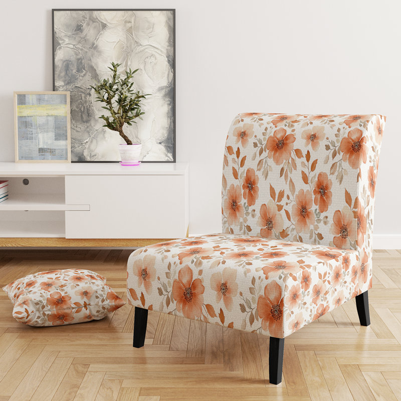 Fauteuil de chambre Floral - fauteuil rouge Terra Bloom, Pantoufle sans accoudoirs