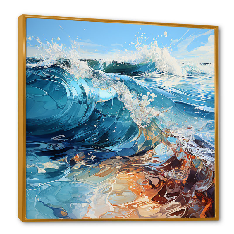«Ocean Charm Vivid», impression sur toile, H 16 po x l 16 po x P 1 po, Cadre flottant doré