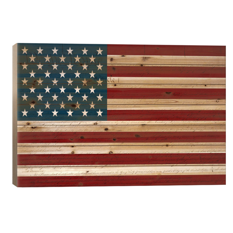 "drapeau des états-unis (fond de la constitution des états-unis)" -imprimé, Toile avec cadre noir, H 26 po x l 40 po x 1,5 po