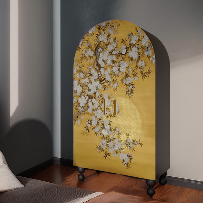 Armoire moderne à double arche, Noir / Jaune