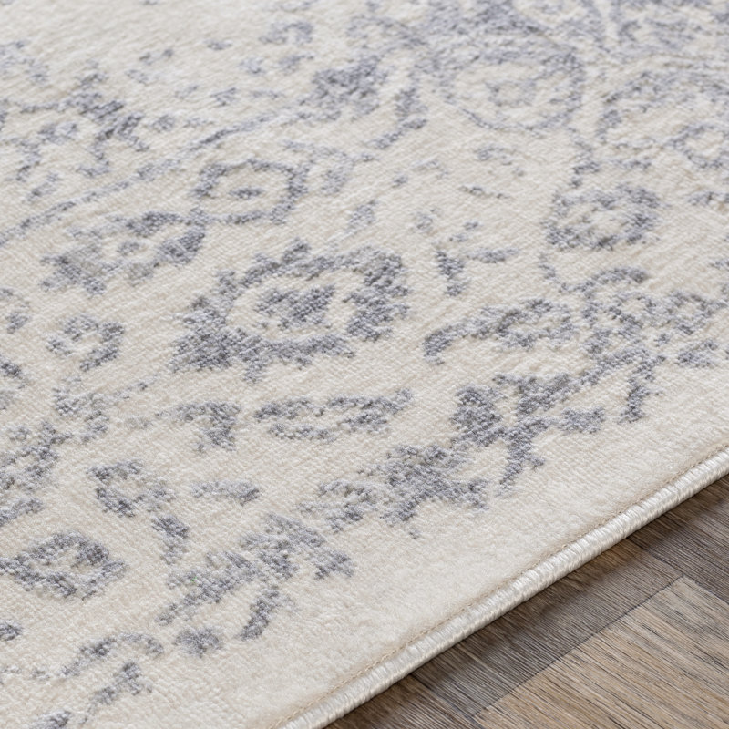 Tapis oriental gris / blanc Shyann, Rectangle 5 pi 3 po x 7 pi 1 po