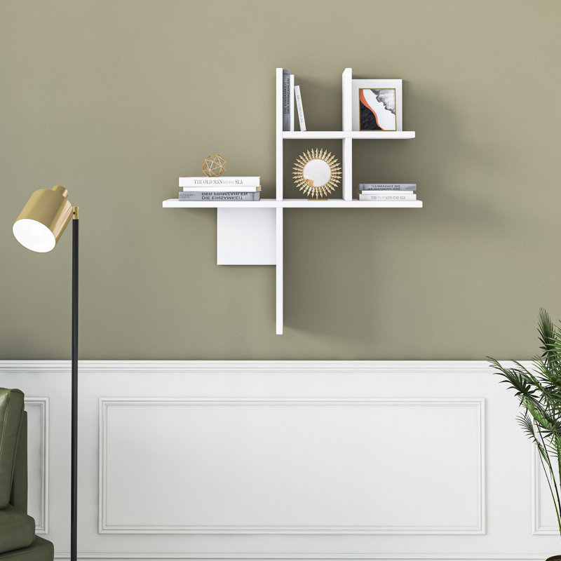 5 Piece Floating Shelf, White